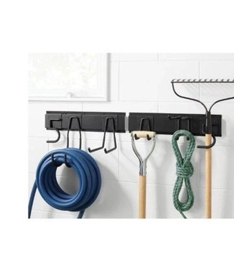 Brightroom Heavy Duty Steel Hook Rail Set Powder Coated Black 18 L X .5  W X 4 H