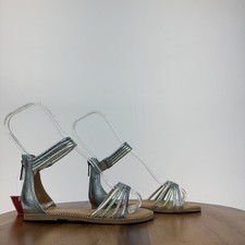 New Big Kids Girls Nina Brianna Blue Metallic Strappy Sandals Size 1 Y NWOB