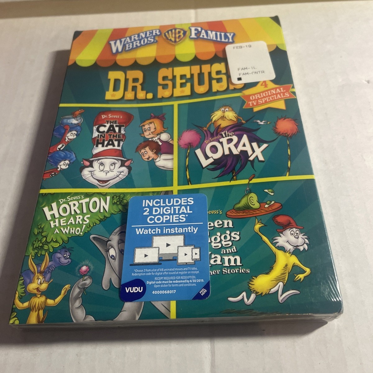 4 Kid Favorites Dr. Seuss DVD Sealed New Cat In The Hat The Lorax