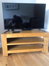 Oak TV Stand With 2 Shelves Open Area To Feed Cables Through