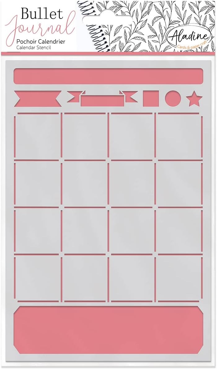 Aladine - Calendar Stencil for Bullet Journal - Scrapbooking and Craft - A5 Siz