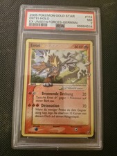 2005 Pokemon Goldstar Entei Holo Ex Unseen Forces Deutsch #113 PSA7 NM
