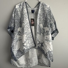 One size Rachel Roy Grey floral kimono new nwt small medium large XL 1x 2x
