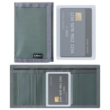 Men s Nylon Trifold Wallet 6 Page Insert Ultra Thin Security ID Window Dark Gray