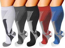 5 Pairs Wide Calf Compression Socks for Men Women Extra 5X-Large Multicolor