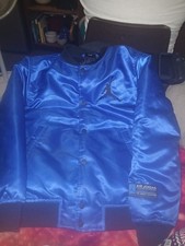 Jordan Air Jordan Boys M 10-12 Blue/Black Satin Bomber Snap Logo Jacket