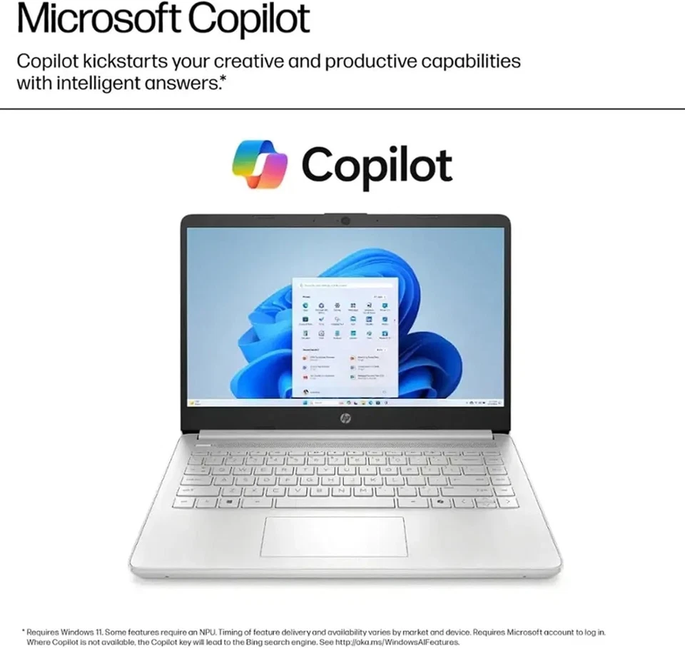 HP 14" HD Laptop, Intel Processor N150, 4GB RAM, 128GB UFS, Win11 Home, Silver - Image 3 of 4