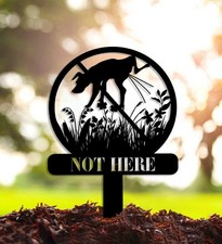 Not Here Dog Funny Metal Sign, No Dog Pooping Please Be Respectful Aluminum