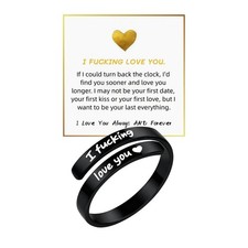 I Fcking Love You Ring, Stainless Steel Engraved One Size, Black