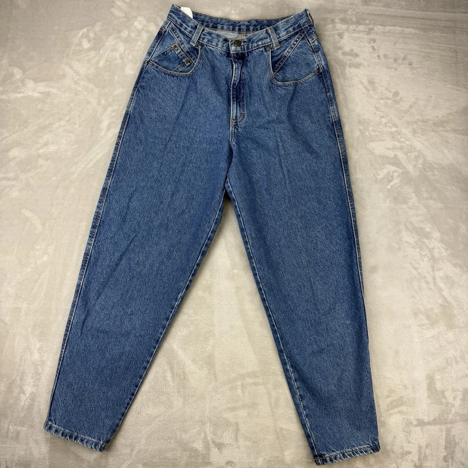 Jeans feminino Zena vintage anos 90 12 (26x30) cintura alta afunilado mamãe ajuste largo EUA - Imagem 3 de 4