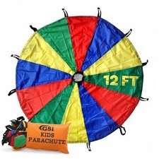 Kids Play Parachute Rainbow Parachute Toy Tent Game for Children 12 Feet