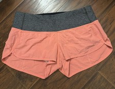 Lululemon Women's Lined Speed Up Running Shorts Coral with Gray Waistband Size 6