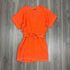 Lilla P Orange Cotton Gauze Mini Dress Casual Summer Beach Spring Break Resort