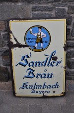 Altes Brauereischild/Emailschild 50er J. Sandler-Bräu Kulmbach,Reklame,Emaille