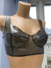Latex Rubber fetish wear lingerie trans Black Bra 38”
