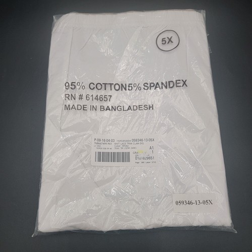 NUEVO CON ETIQUETAS Ediciones Básicas Blanco Tejido Encaje Borde Almeja Excavadoras Capris Talla Grande 5X 32W-34W - Imagen 1 de 3