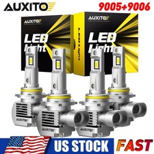 4pcs AUXITO 9005 9006 Combo Kit White LED Headlight Hi/Lo Beam Bulbs Upgrade Q16