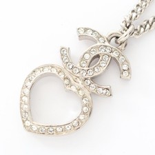 Collana CHANEL COCO Mark Cuore Acciaio Inox Perle Artificiali Strass Usata