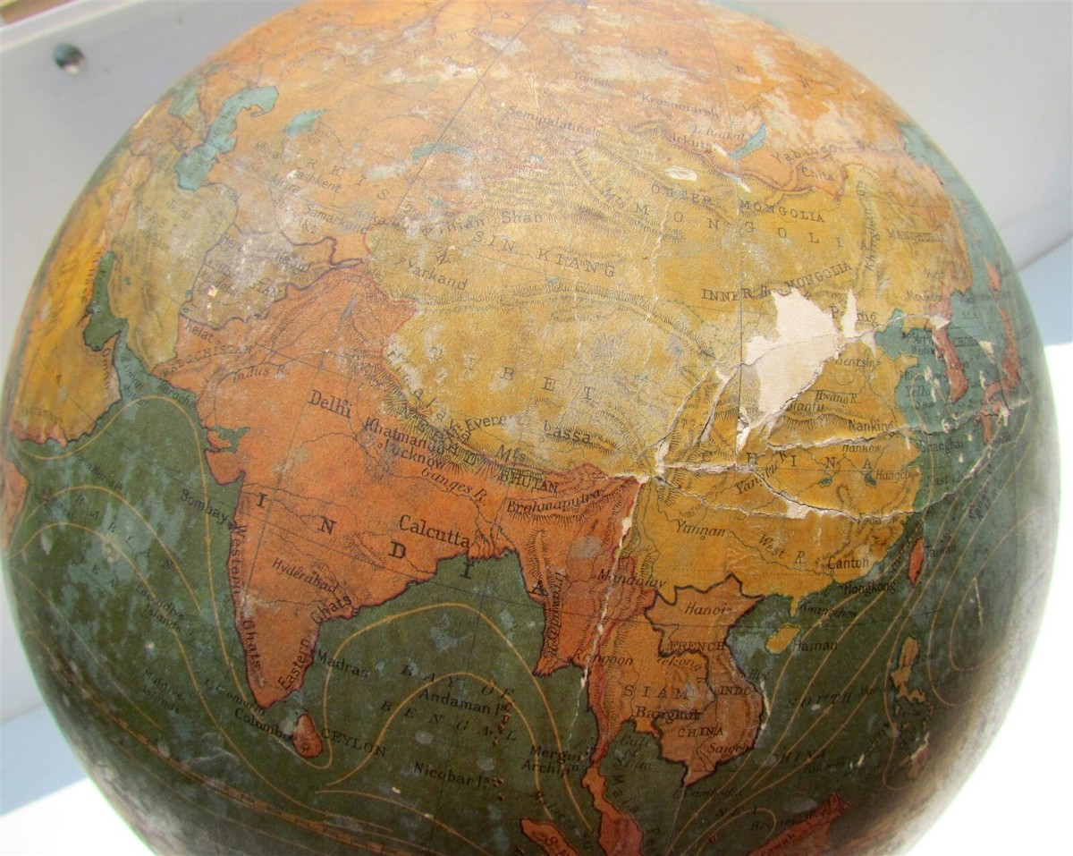 GLOBE 12 inch TERRESTRIAL ANTIQUE WWI ERA | eBay