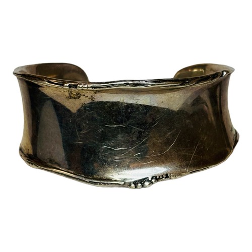 Silpada Sterling Silver Wide Rolled Edge Beaded Cuff Bracelet B1435 6.5" - 1.19