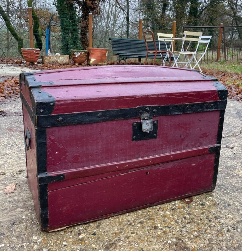 Malle coffre en bois du 19ème siècle - Photo 1/4