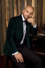 Men Green Smoking Jacket Designer Wedding Velvet Dinner Party Wear Blazers Coat