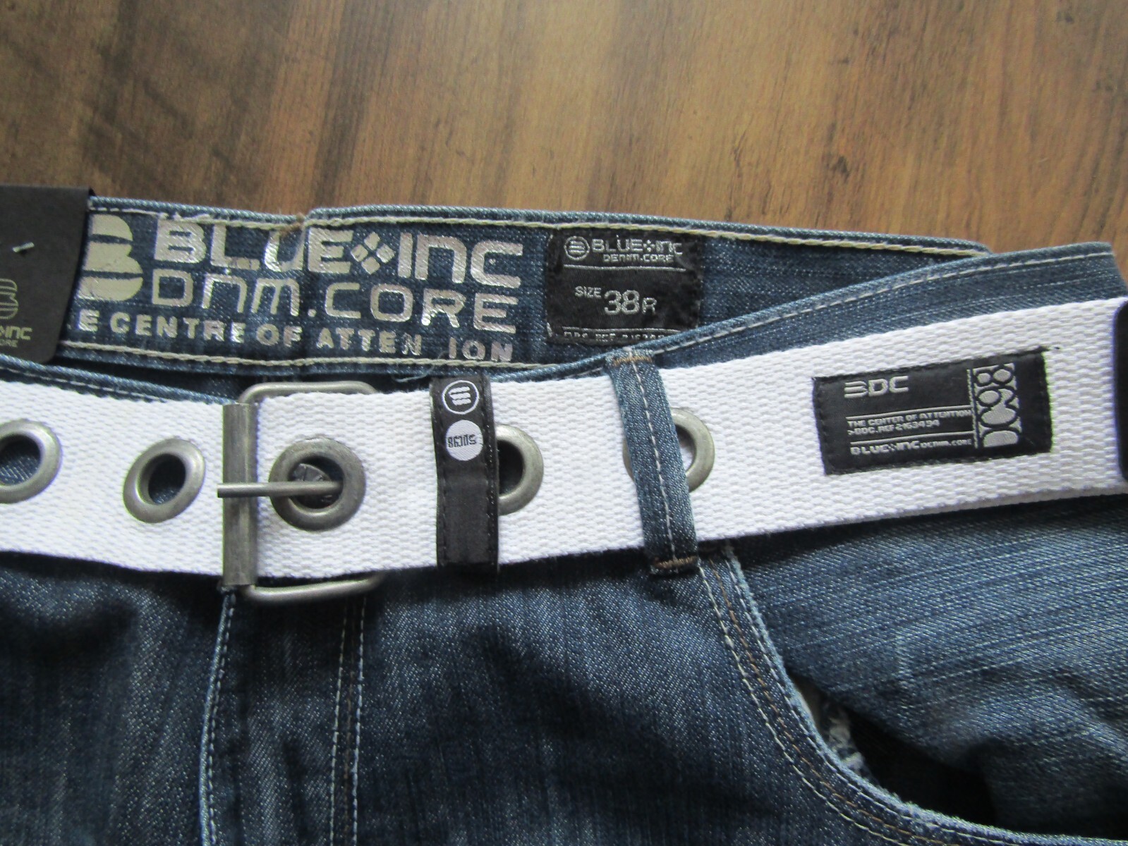 MEN'S BLUE INC. DENIM CORE JEANS 38" WAIST X 32" LEG BNWT BELT