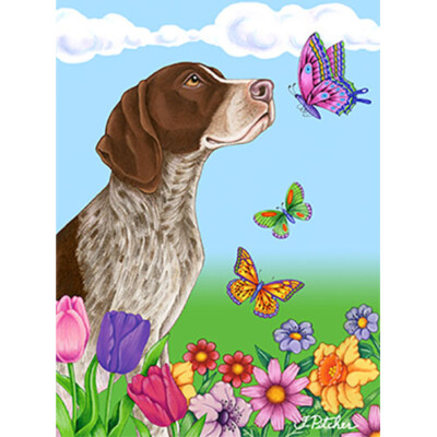 German Shorthair Pointer Butterfly Decorative Flag