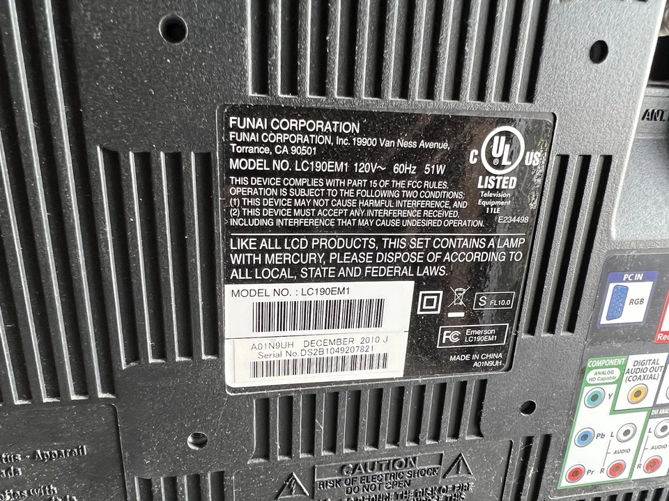 Emerson Funai 19” Television Model LC190EM1 - no Remote - Image 3 of 4