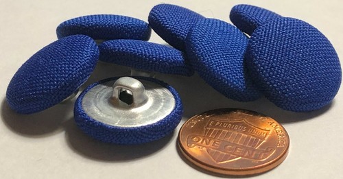 8 Vintage Domed Deep Blue Fabric Covered Shank Buttons 19mm 3/4" NOS 12236 - Picture 3 of 4