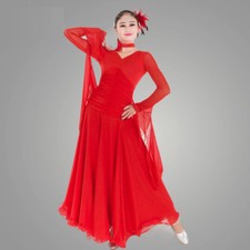 Latin Ballroom Dance Dress Modern Salsa Waltz Standard Long Dress C003 2 Colors