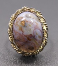 Adjustable Sterling Purple Brown Red Agate Stone Ring One Size Fits All