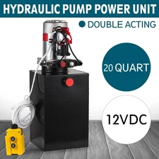 20 Quart Double Acting Hydraulic Pump Dump Trailer 12V DC Unit Pack Power Unit