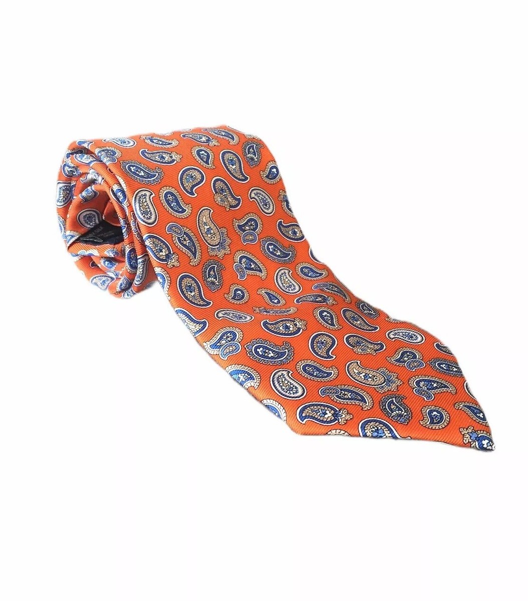 Cravate Jos. A. Bank En Soie Orange - Motif Paisley, Collection Executive, Neuve Avec étiquette