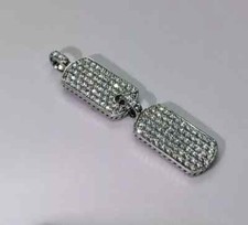 925 Sterling Silver 1.5Ct REAL MOISSANITE Men's Double Dog Tag Charm Pendant