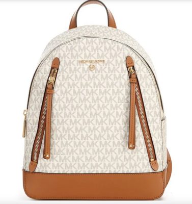 MICHAEL KORS Brooklyn faux-leather metallic women\'s medium backpack - SILVER NWT Michael Kors Brooklyn Silver Medium Backpack Bag Monogram main image 2