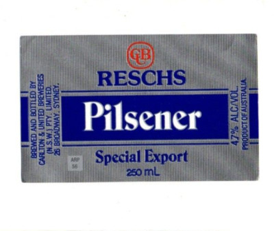 Australien - Bieretikette - Carlton & United Breweries, Sydney - Reschs Pilsener