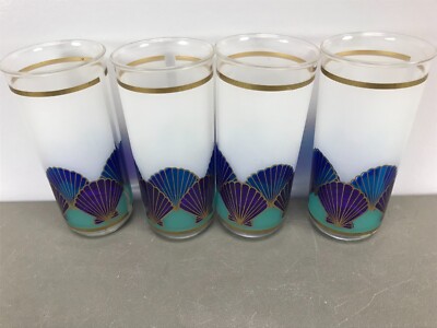 4 Culver Encounters Purple Sea Shell Multicolor 6.5'' Plastic  Drinking Glasses