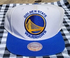 Golden State Warriors Hat NBA Mitchell Ness OSFA Snapback White Baseball Cap