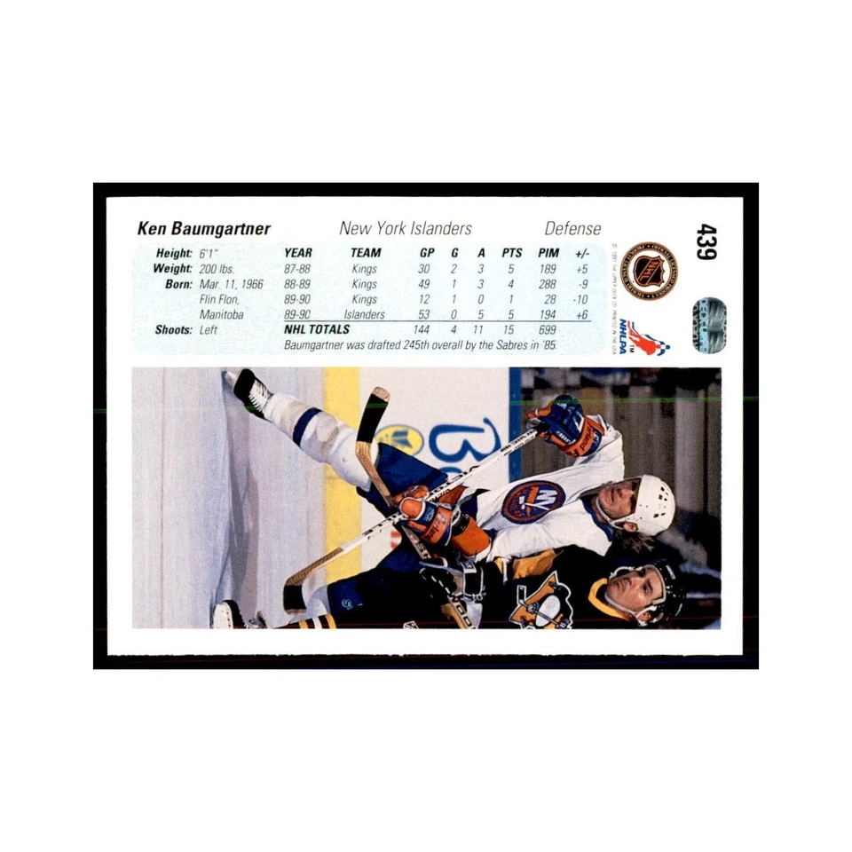 1990 Upper Deck Ken Baumgartner Hockey Cards #439 - Image 2 of 3