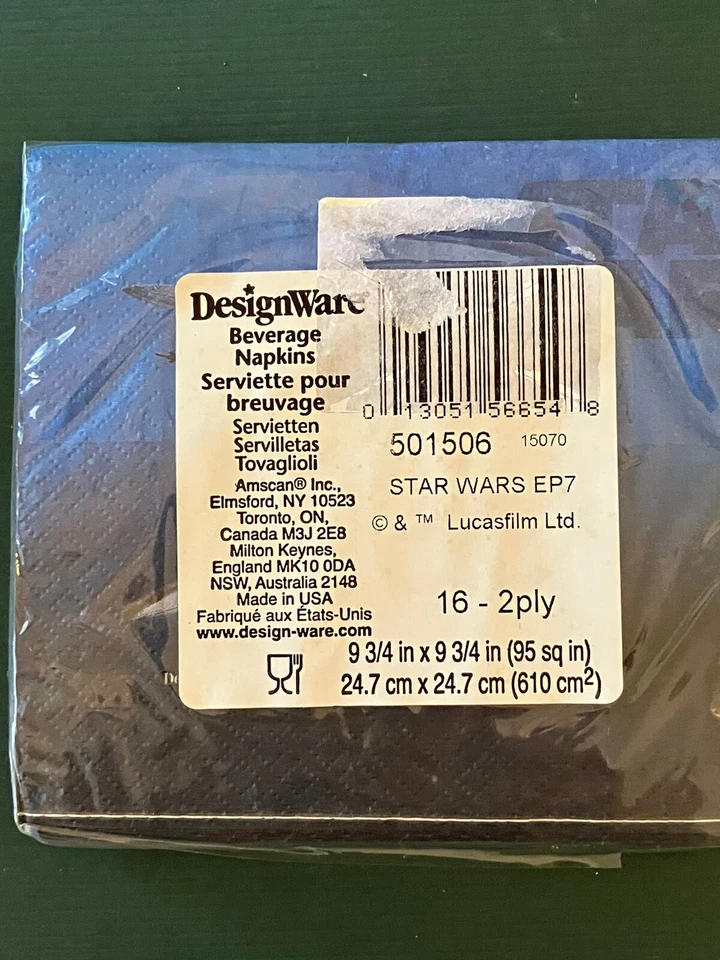 Servilleta Star Wars 3 Paquetes Papel Cóctel 5" Force Awakens 16 ea (48 en total) Nueva Foto 3 de 4