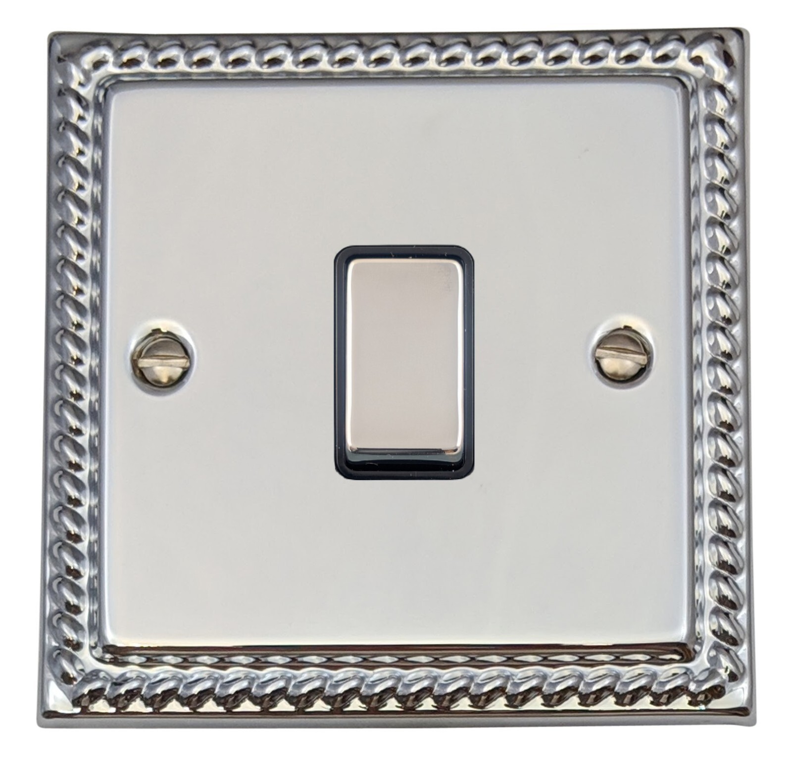 G&H MC301 Monarch Roped Polished Chrome 1 Gang 1 or 2 Way Rocker Light Switch
