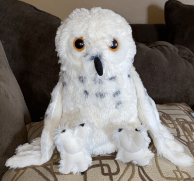 Wild Republic White Snowy Owl with Soft Gray Spots Stuffed Plush 11
