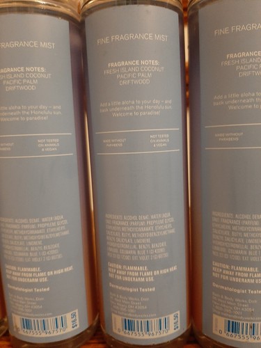 BATH AND BODY WORKS HONOLULU SUN BODY SPRAY MIST PERFUME LOT OF 5 NEW - Picture 4 of 4
