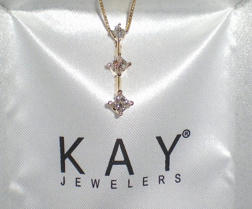 KAY Jeweler 14K Yellow Gold PAST PRESENT FUTURE 1/2ct Diamond Necklace ๐