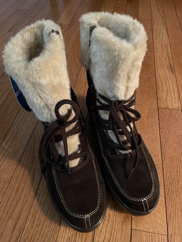 Baretraps Flurry Stay Dry Boots Size 9.5 Brown Faux Fur Lined Cold Weather Cozy