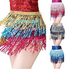 Pailletten H&uuml;fte Quaste Bauchtanz Schal Streamer Tanzen Dancewear M&uuml;nzen Wrap