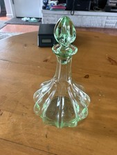 Vintage Tiara Indiana Green Glass Decanter & Stopper-Excellent Condition!