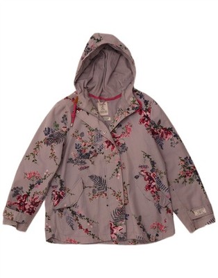 Joules Damen Regenjacke mit Kapuze UK 16 Large lila Blumen Baumwolle BP28