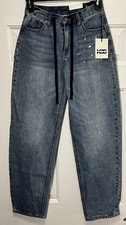 KBB by KAHLANA Women's Mid-Rise 'The Barrel Leg Jean' Mid Wash Size 0